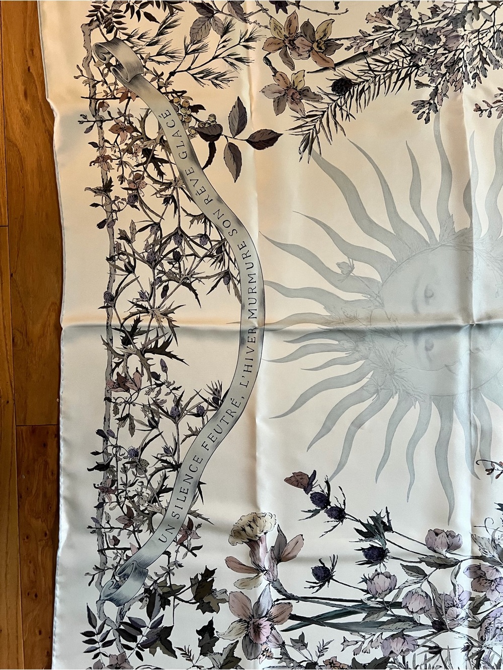 Dior Floral Silk Scarf in Ivory, Taupe, Olive, and Mauve - Picture 6 of 11